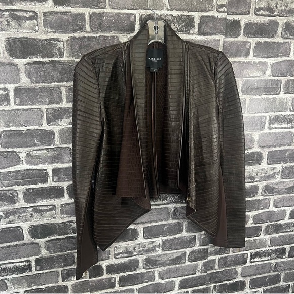 Marciano Guess Shayna Drape Leather Jacket - size 6 - Picture 2 of 15